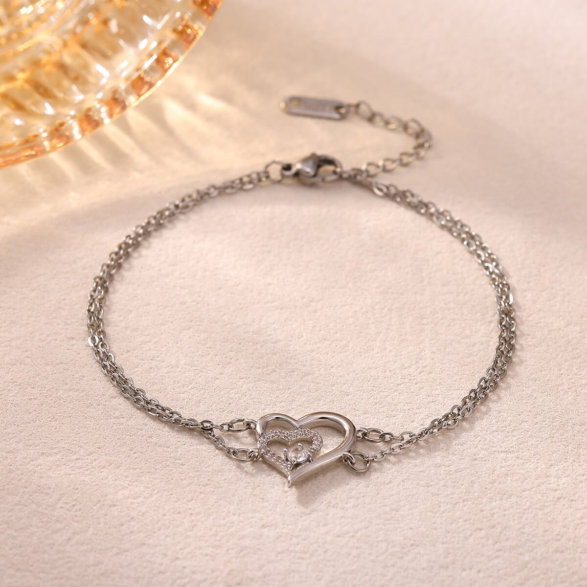 Adjustable Heart Zircon Bracelet
