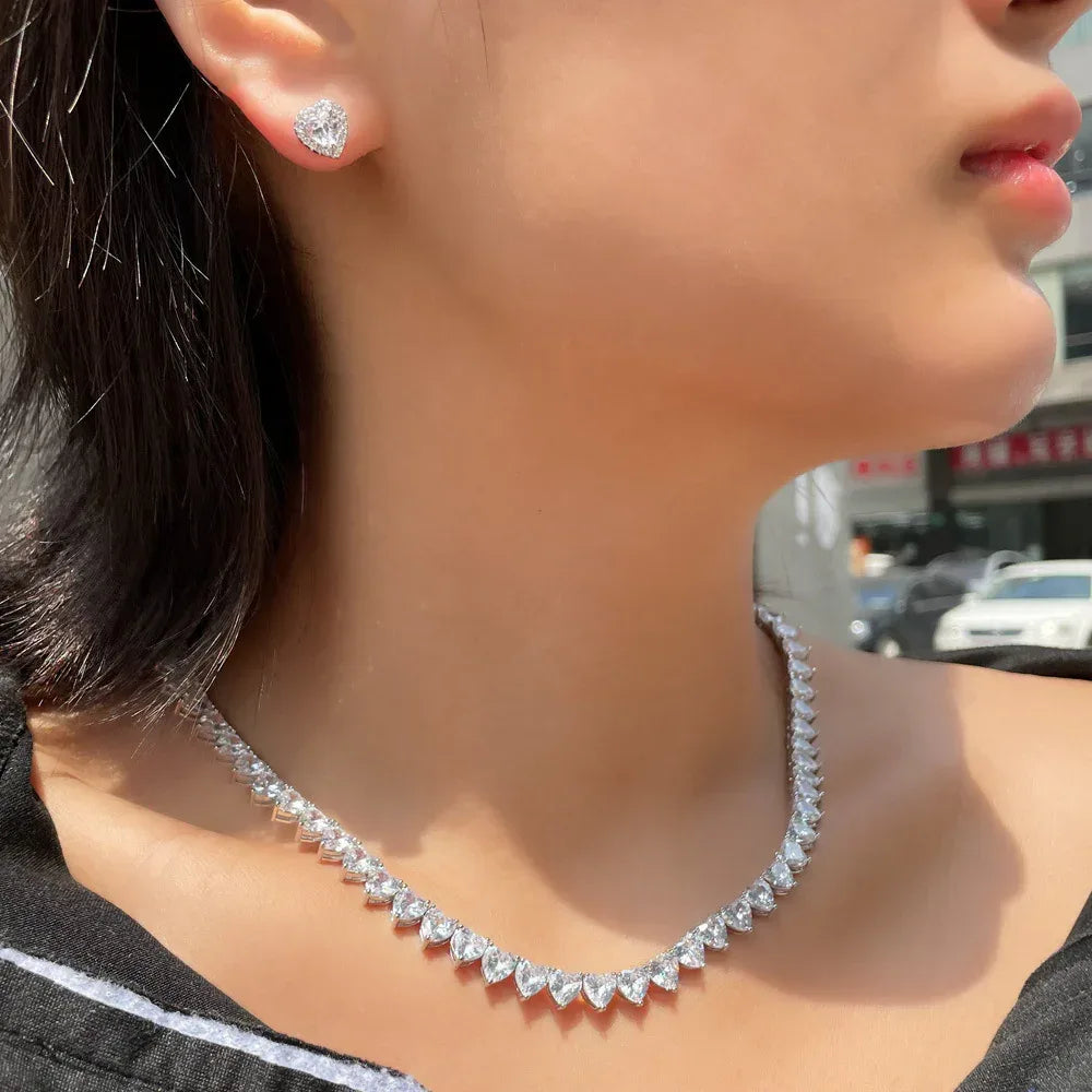 diamond-heart-shaped-zircon-necklace-and-earring - Viexta