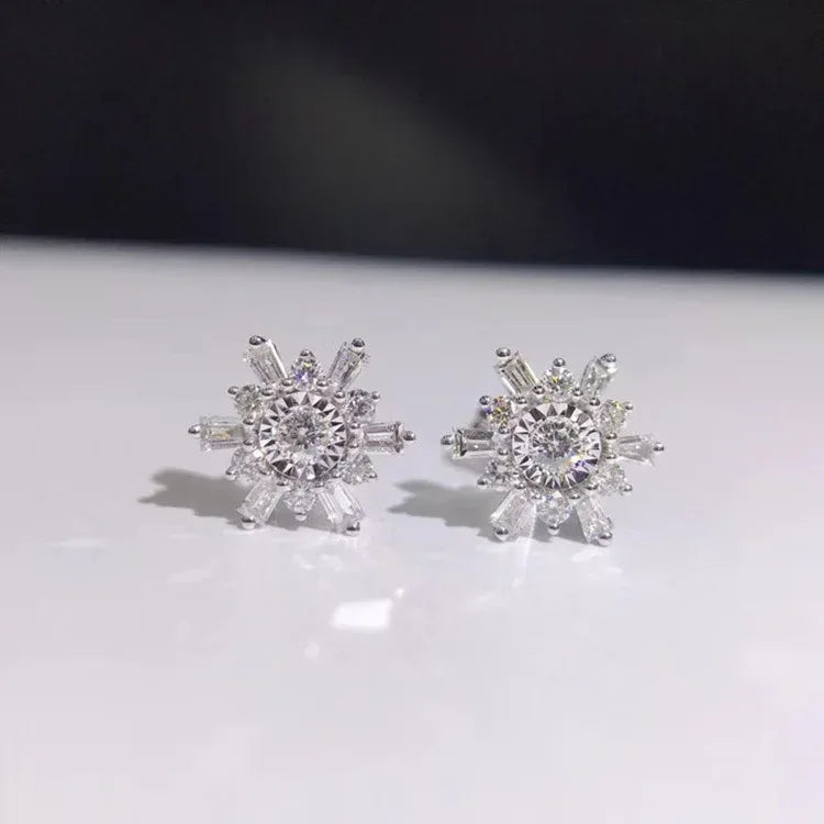 18k white gold diamond earrings - Viexta