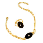 Rose Flower Dripping Oil Bracelet Ring Suit