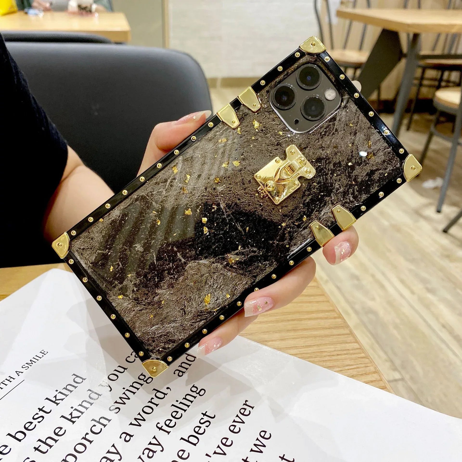 Gold foil drop gel iphone case - Viexta