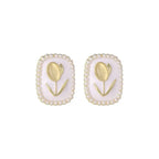 French Tulip Cat's Eye Stone Earrings - Viexta