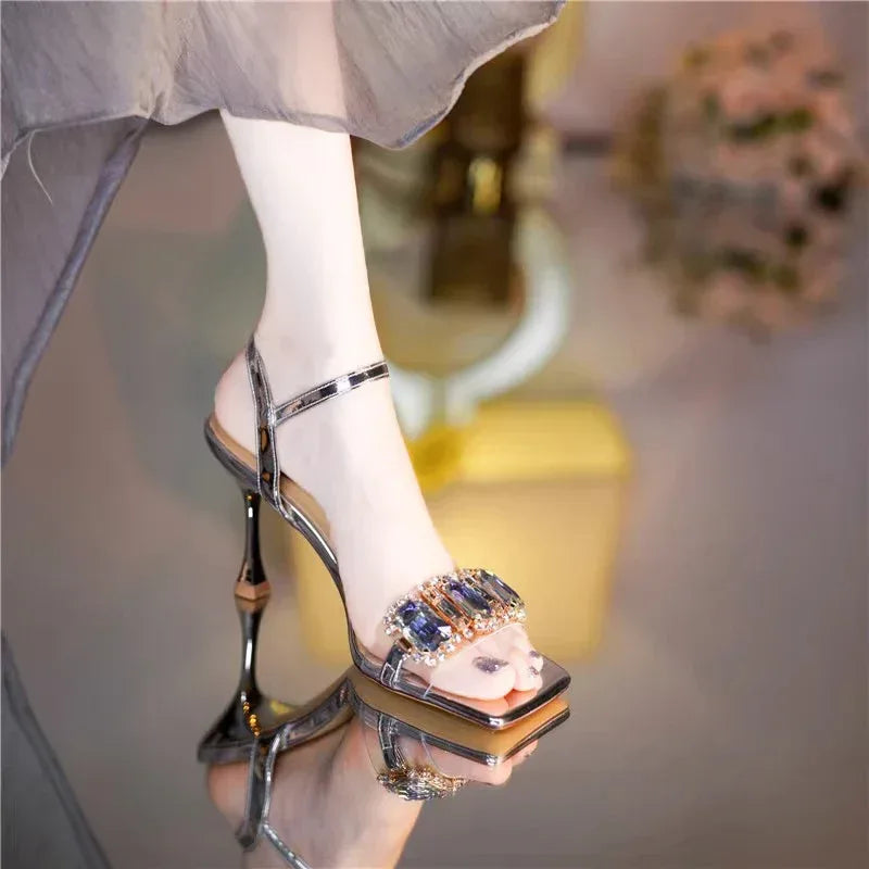 Rhinestone Strap Fairy High Heels - Viexta