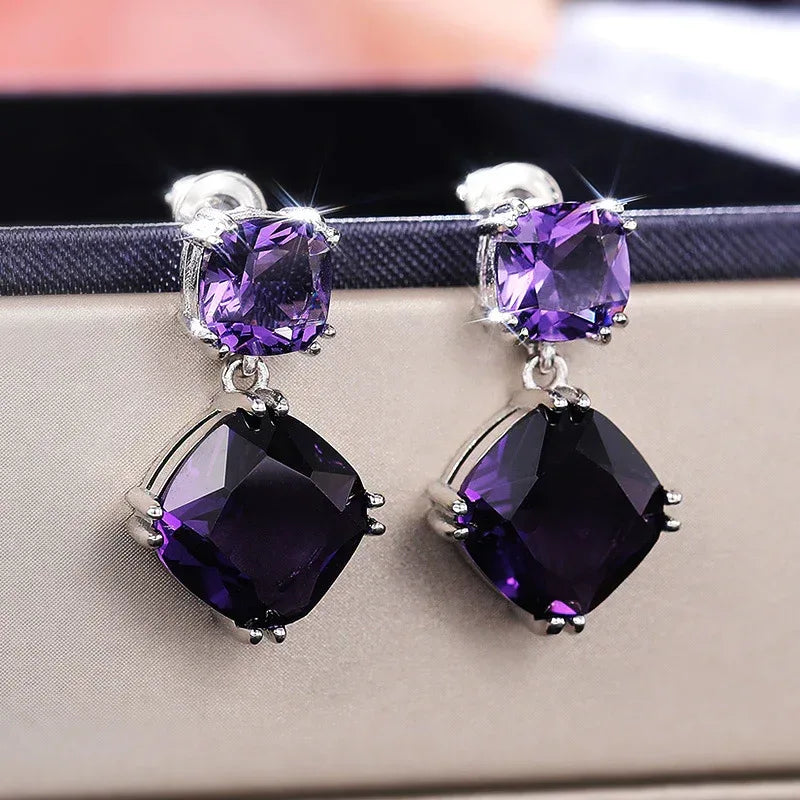 elegant-mysterious-purple-square-zircon-earrings - Viexta