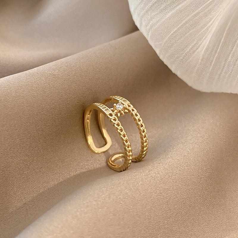 Ins Layered Zircon Forefinger Ring - Viexta