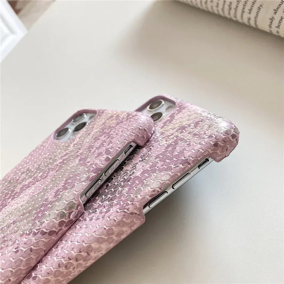 Girly pink gilded snakeskin iPhone case - Viexta