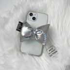 transparent-soft-shell-silver-bow-down-stand-iphone-case - Viexta