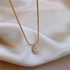 Women's Titanium Steel Zircon Necklace - Viexta