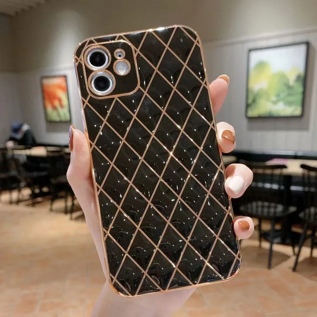 electroplated-diamond-pattern-iphone-case - Viexta