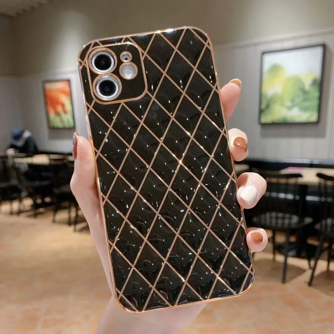 electroplated-diamond-pattern-iphone-case - Viexta