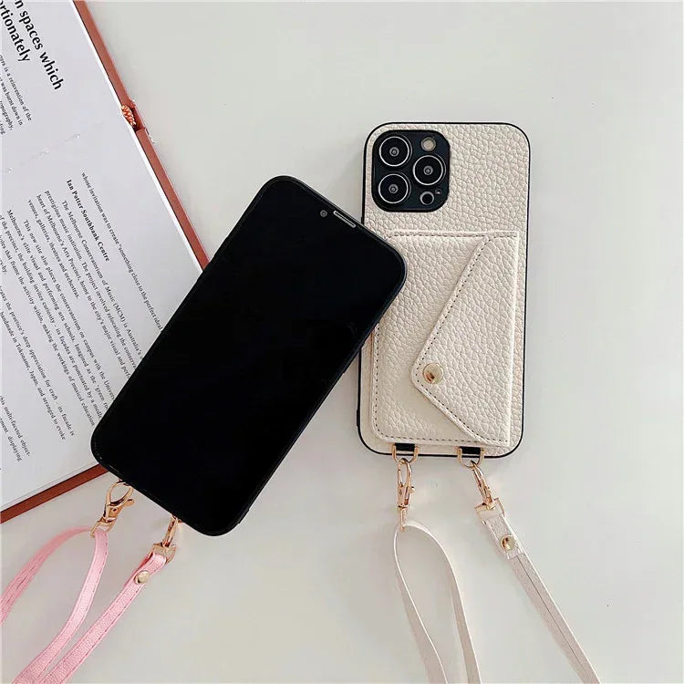 litchi-pattern-card-holder-iphone-case - Viexta