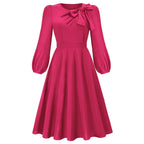 Long Sleeve Bowknot Dress - Viexta