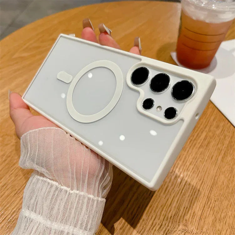 Acrylic Magnetic Suction Macaron Silicone Samsung case - Viexta