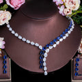 two-tone-patchwork-teardrop-zircon-jewelry-necklace-earring-set - Viexta