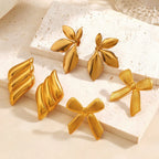 Geometric Round Personalized Hip Hop Gold Plated Earrings - Viexta