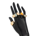 Moonstone Ring With An Irregular Wide Band - Viexta