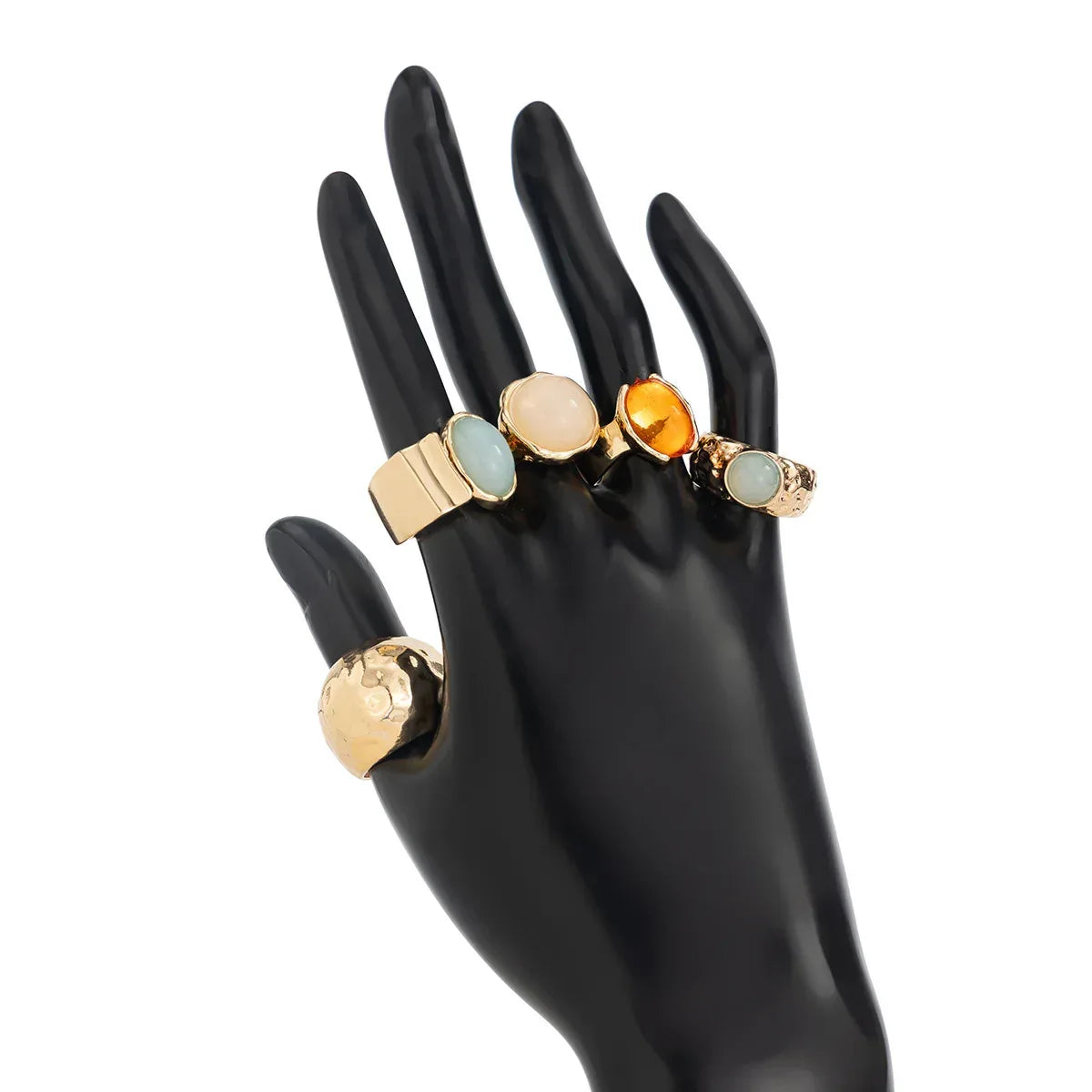 Moonstone Ring With An Irregular Wide Band - Viexta