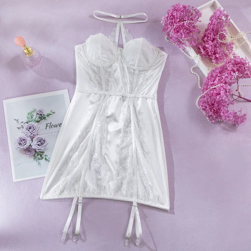 jumpsuit-push-up-chest-wrapped-halter-sexy-lingerie-see-through - Viexta