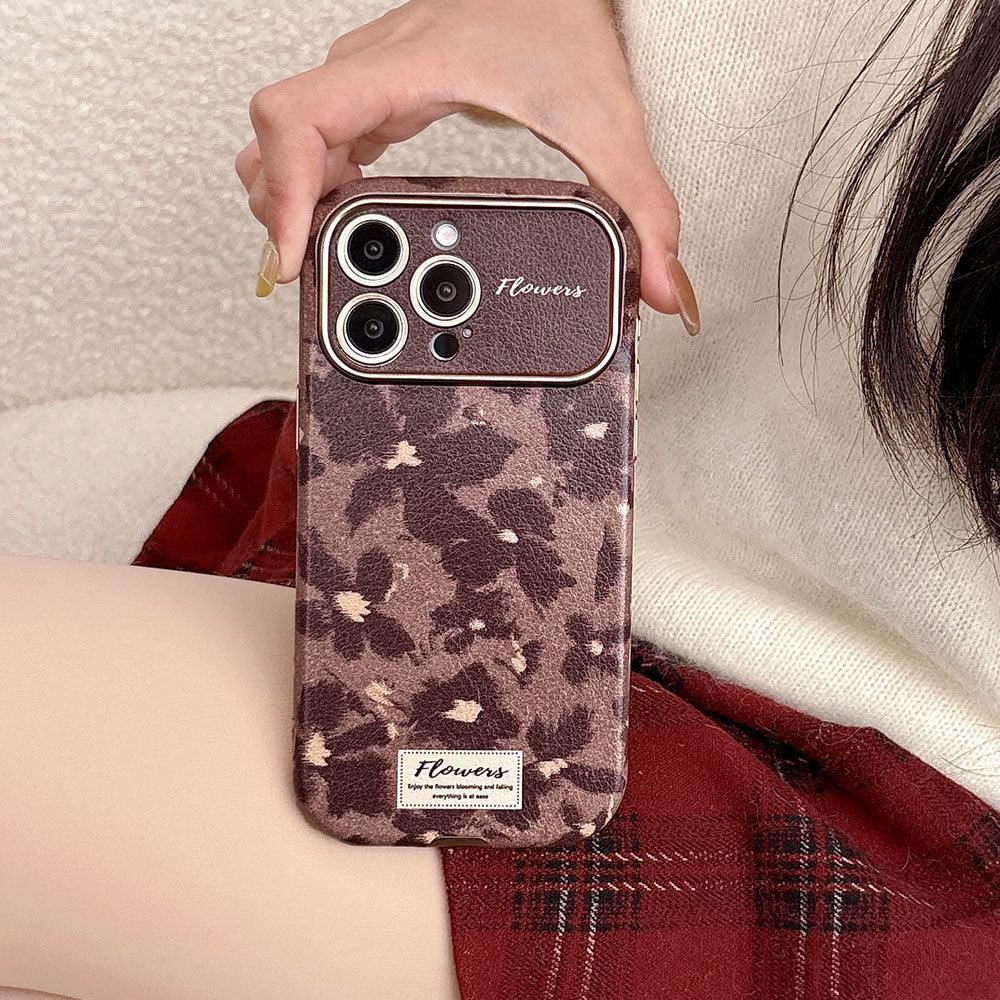 Brown And Floral Shatter-Resistant iPhone Case