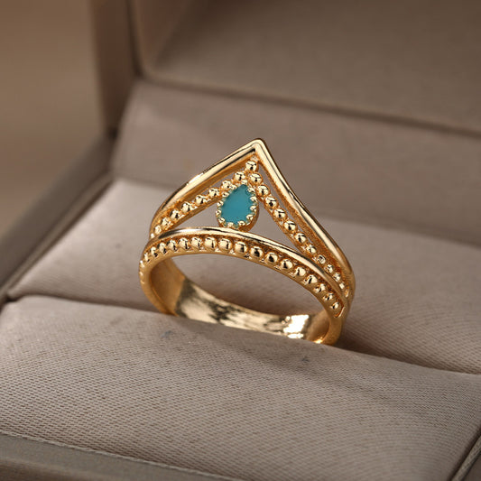 Crown Double Layer Ring