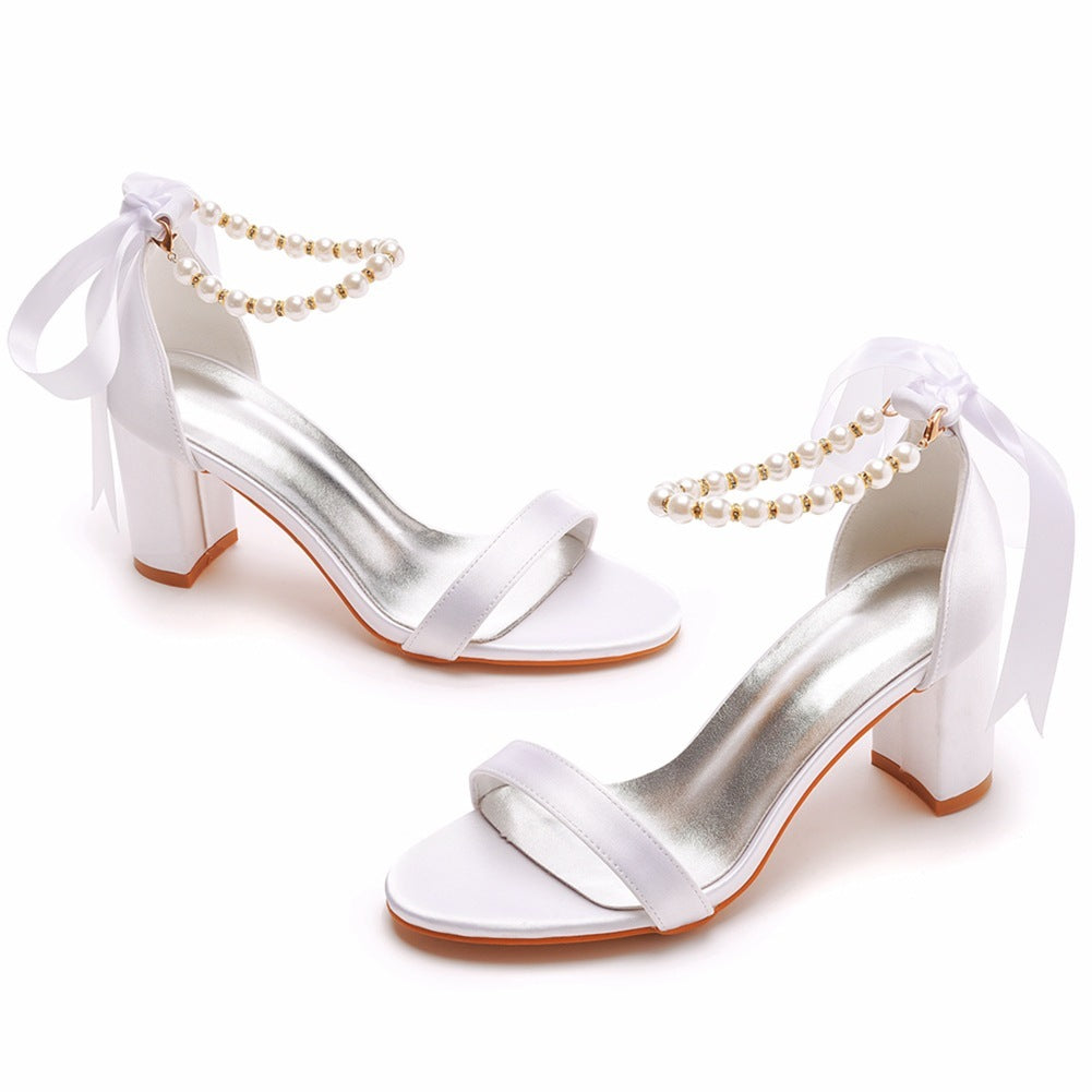 Mouth Strap Square Heel Sandals