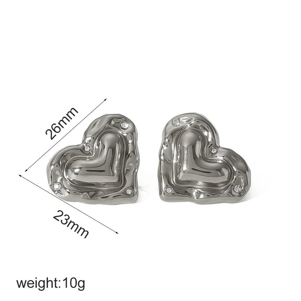 love-heart-shaped-stainless-steel-18k-ear-stud-and-ring - Viexta