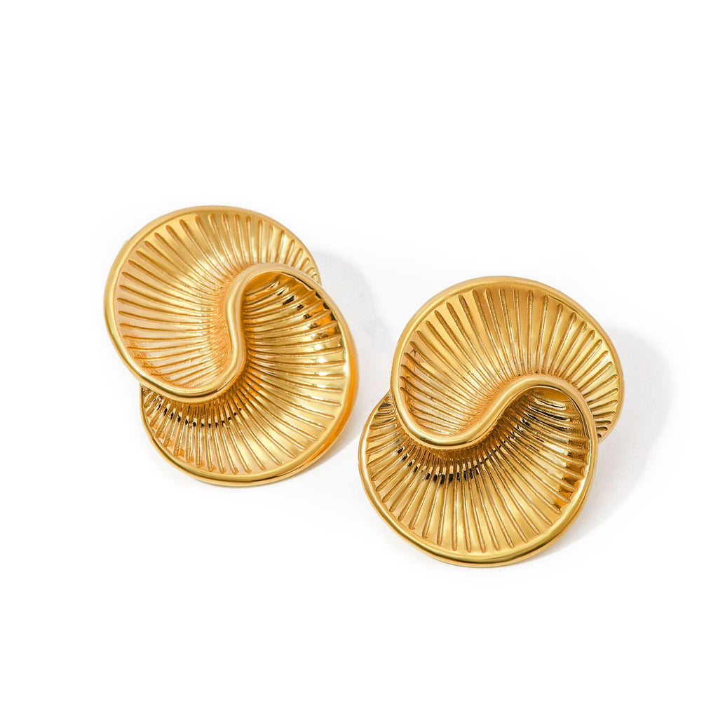 Stainless steel water droplet texture spiral earrings