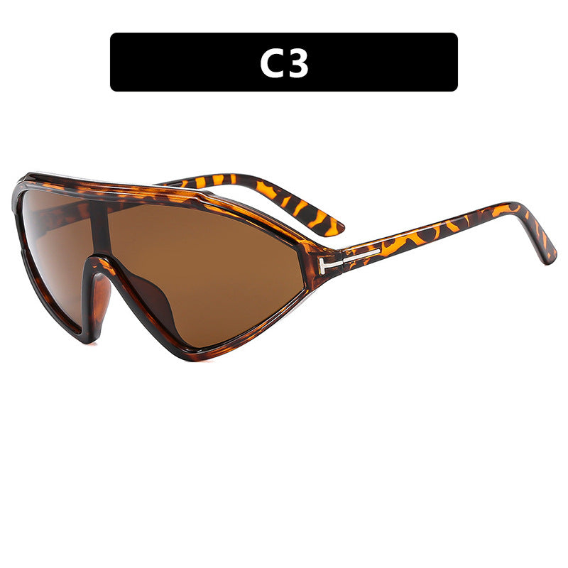 T-shaped triangle irregular connected sunglasses, fashionable retro sunglasses, runway sunglasses