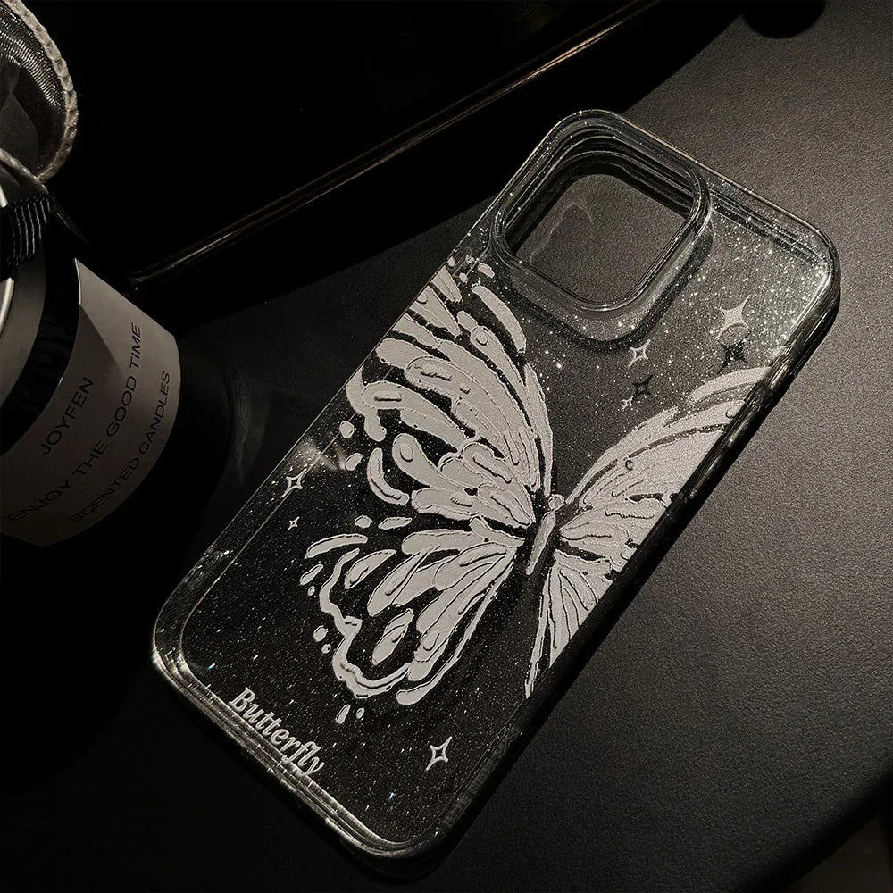 Butterfly-themed iPhone Case With Dreamy Glitter Powder