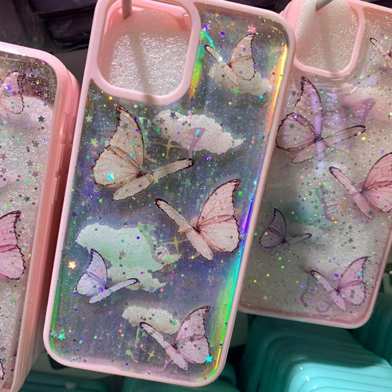 Epoxy Glitter Butterfly iPhone Case