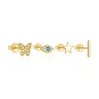 925 Sterling Silver Butterfly Star Devil's Eye Set - Viexta