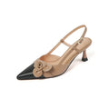 Women's Flower Pointed Toe Mid Heel Sandals - Viexta