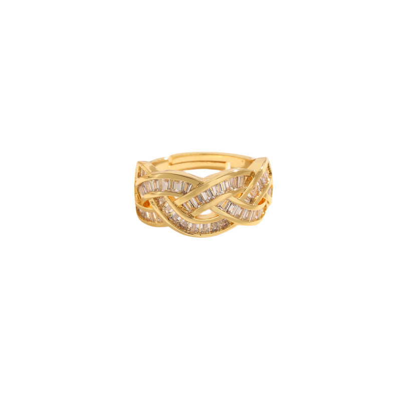 Luxury Twist Square Diamond Ring