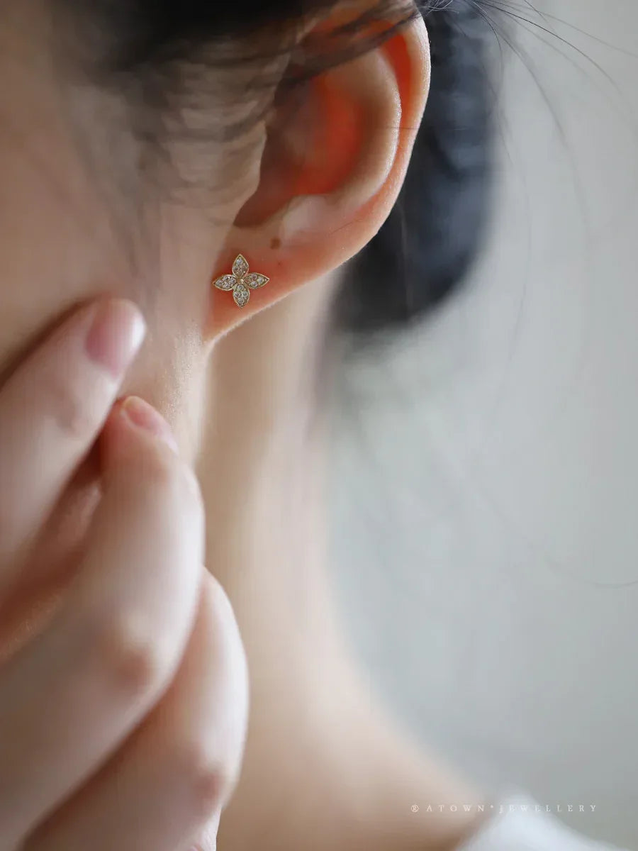 female-s925-silver-plating-14k-flower-earrings - Viexta