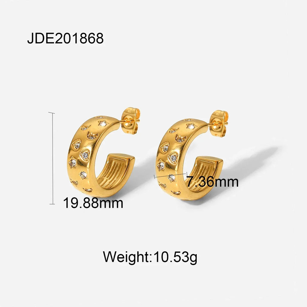 diamond-set-stainless-steel-earrings - Viexta