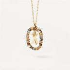 Colored Rhinestone Alphabet Necklace - Viexta