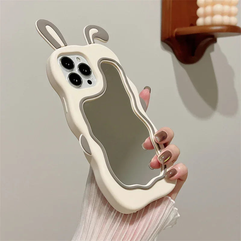 Cute Rabbit Ear Makeup Mirror iPhone Case - Viexta