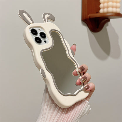 Cute Rabbit Ear Makeup Mirror iPhone Case