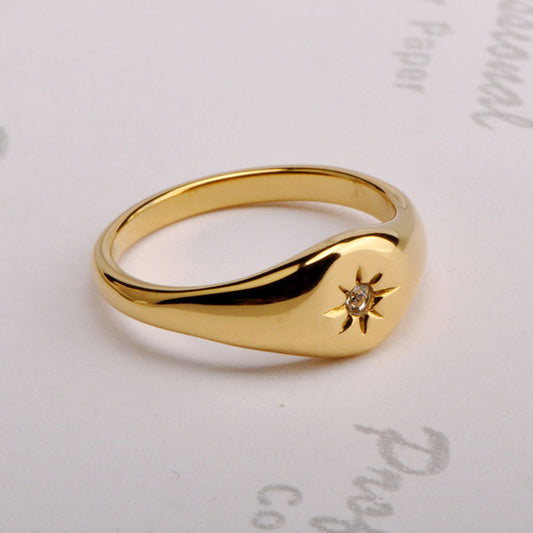 Stainless Steel Five-pointed Star Three-dimensional Ring