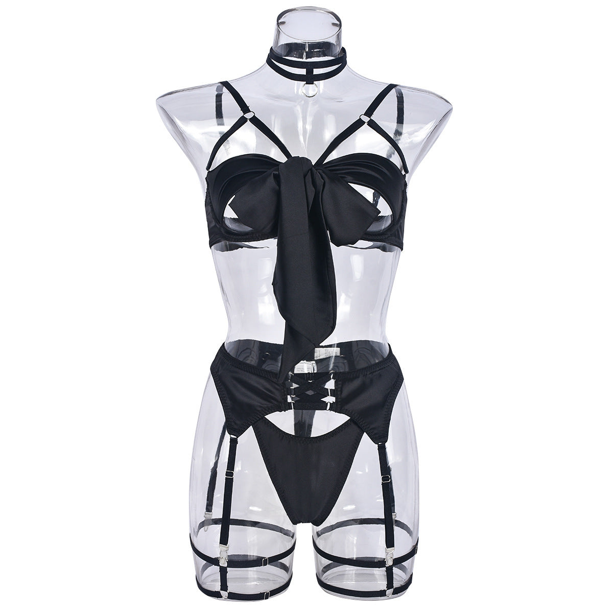 bow-tie-hot-lingerie-comfortable-four-piece-set