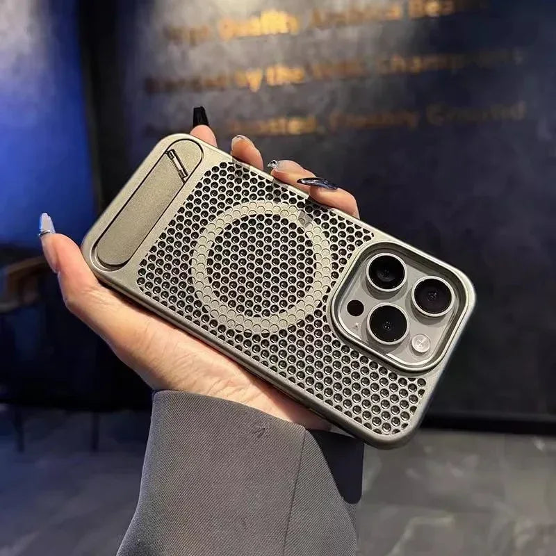 magnetic-suction-breathable-bracket-iphone-case - Viexta