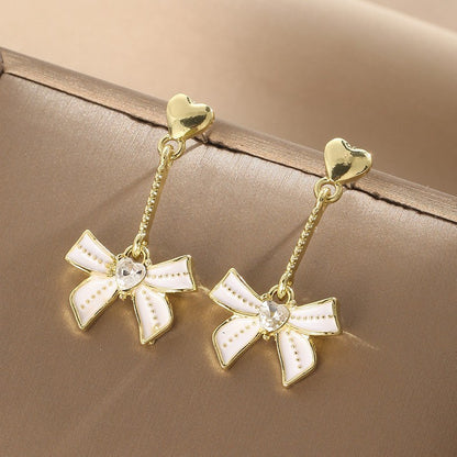 Tassel Drip Oil Bow Earrings