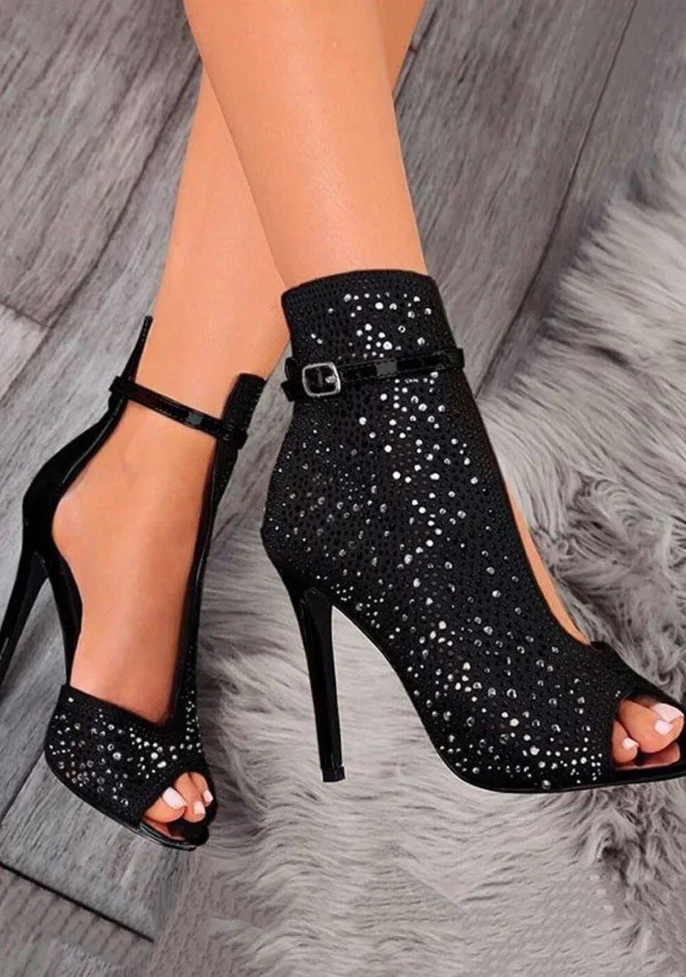 Fishbill Rhinestone Heels - Viexta