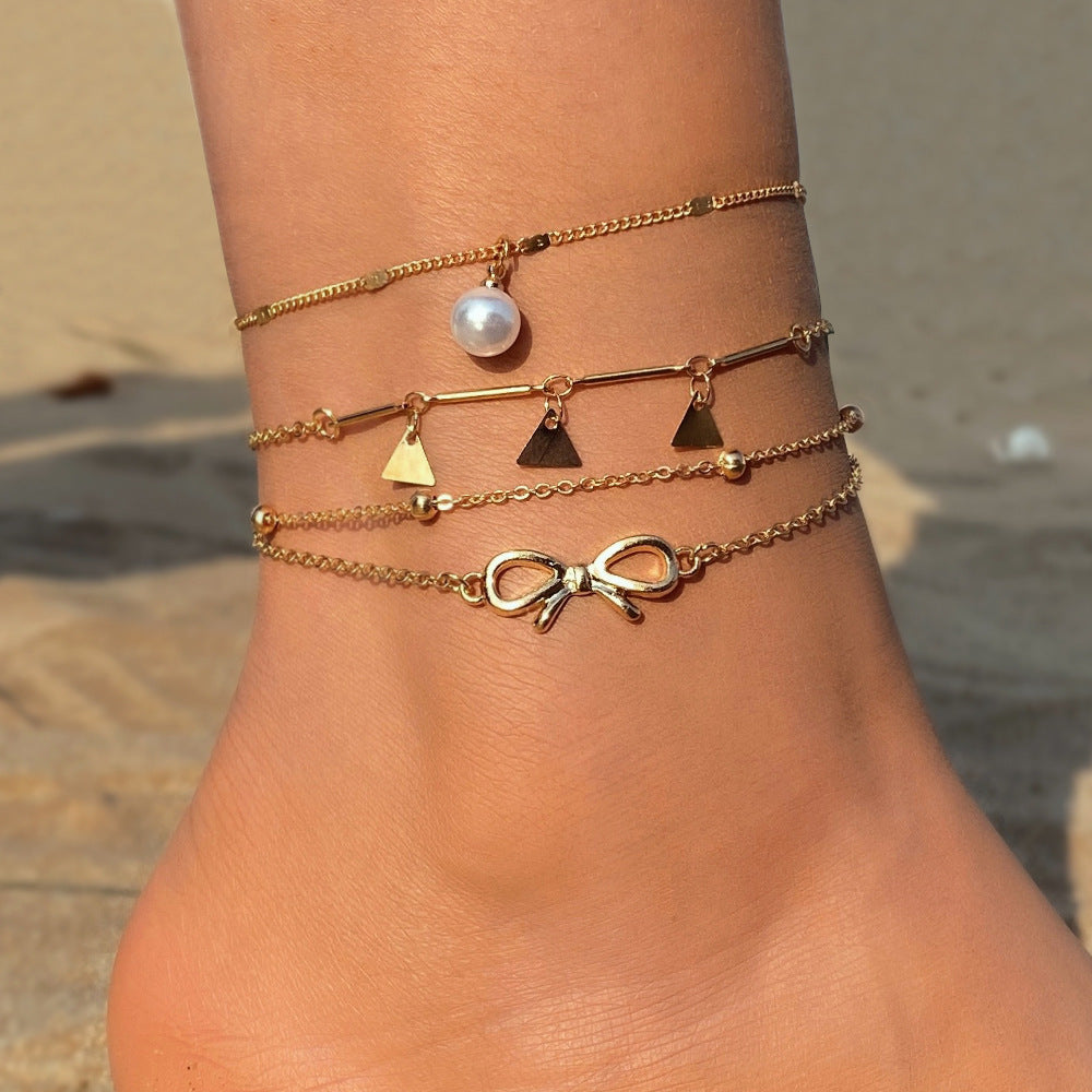 retro-love-butterfly-pearl-multi-layer-anklet-set