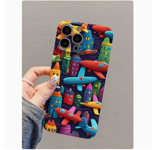 Oil Painting Minimalist Airplane iPhone Case - Viexta