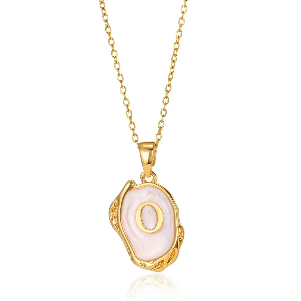 Simple 26 Letters Drop Oil Three-dimensional Necklace - Viexta