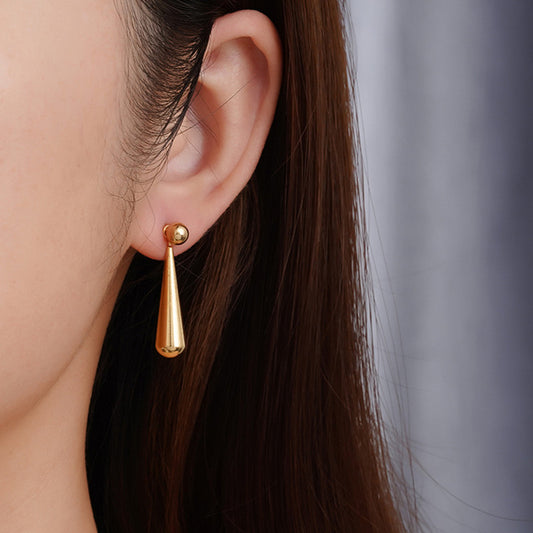 Minimalist Dual-wear-style Long Water Drop Ear Studs