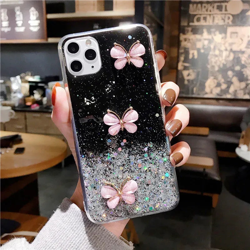 butterfly-glitter-starry-sky-iphone-case - Viexta