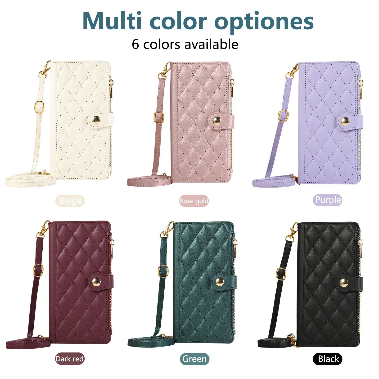 Diamond Chanel's Style Zipper Crossbody Rope iPhone Case - Viexta