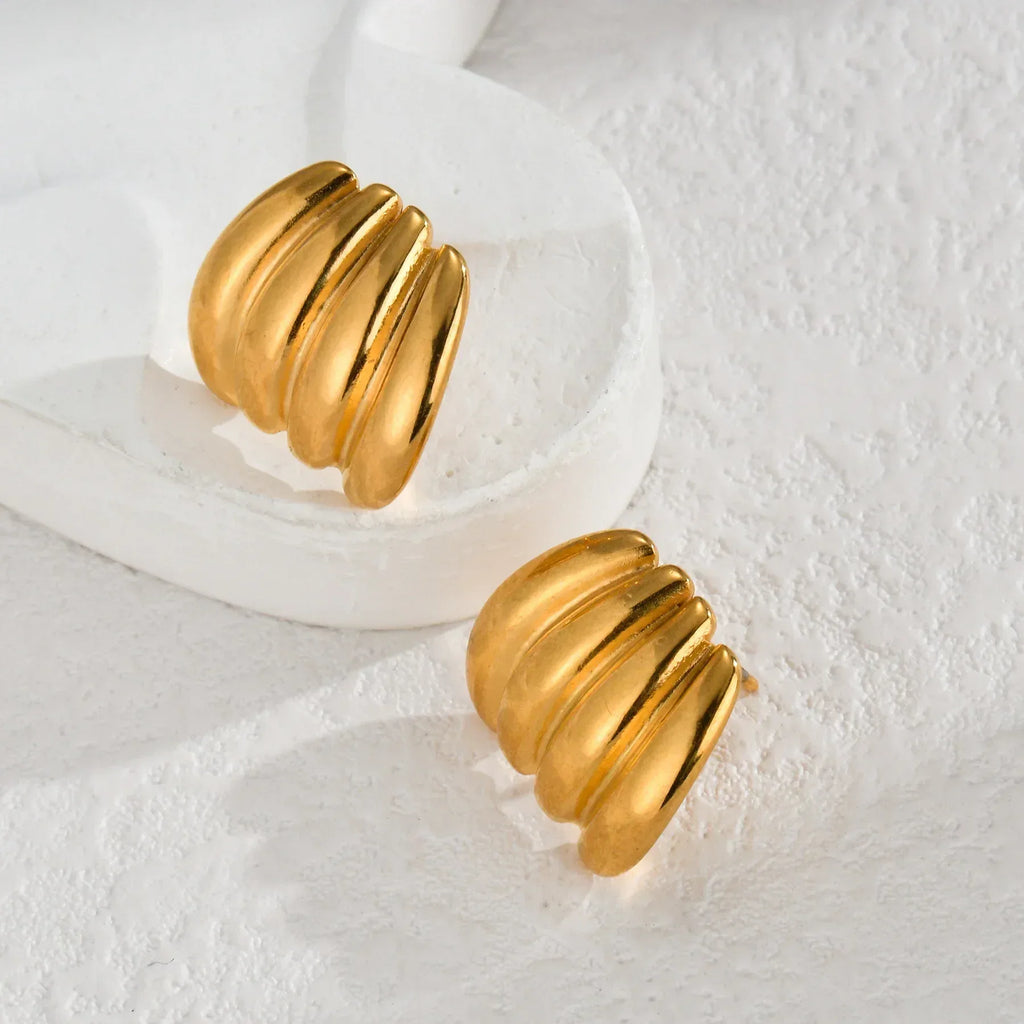 Concave-convex Striped Earrings - Viexta